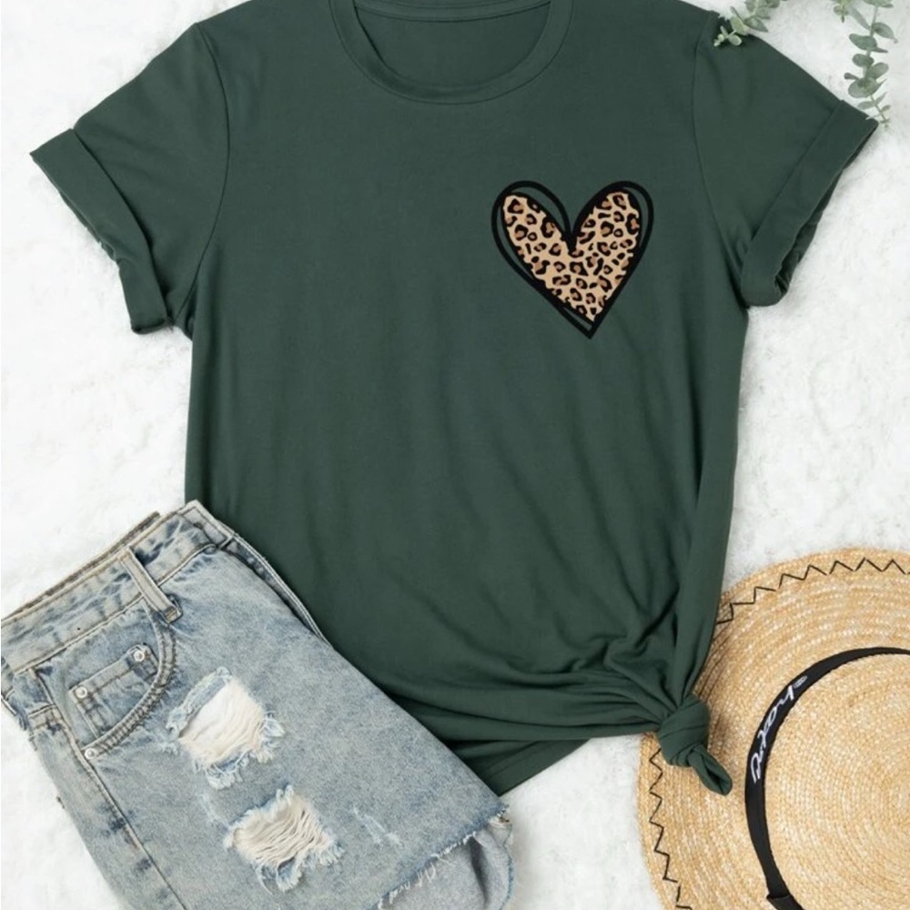 SHEIN Green Short Sleeve Relaxed Tee